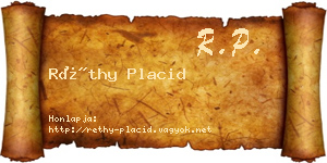 Réthy Placid névjegykártya